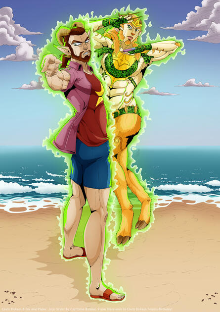 Commission for Darevenin and Chris Dufaun, Jojo Bizarre Adventure style Commission for Darevenin and Chris Dufaun, Jojo Bizarre Adventure style